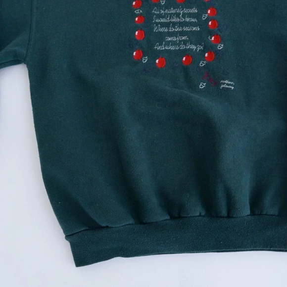 Vintage Northern  Getaway Green Fall Apple Crewneck Sweater M - Picture 7 of 10